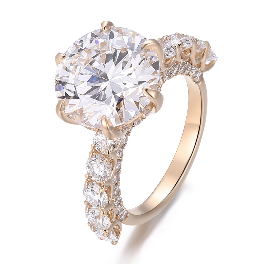 工厂源头圆形八心八箭5克拉培育钻戒指高级轻奢婚戒支持来图来样