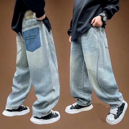 Children's Spring Pants 2025 Spring and Autumn Model, Jeans for Big Kids, Street Style Long Pants, Trendy and Cool