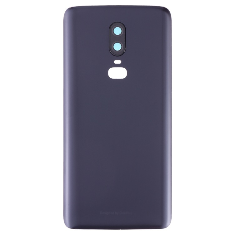 Aplicable para OnePlus 6 Batería esmaltada cubierta trasera con anillo de foto (color: negro esmaltado)