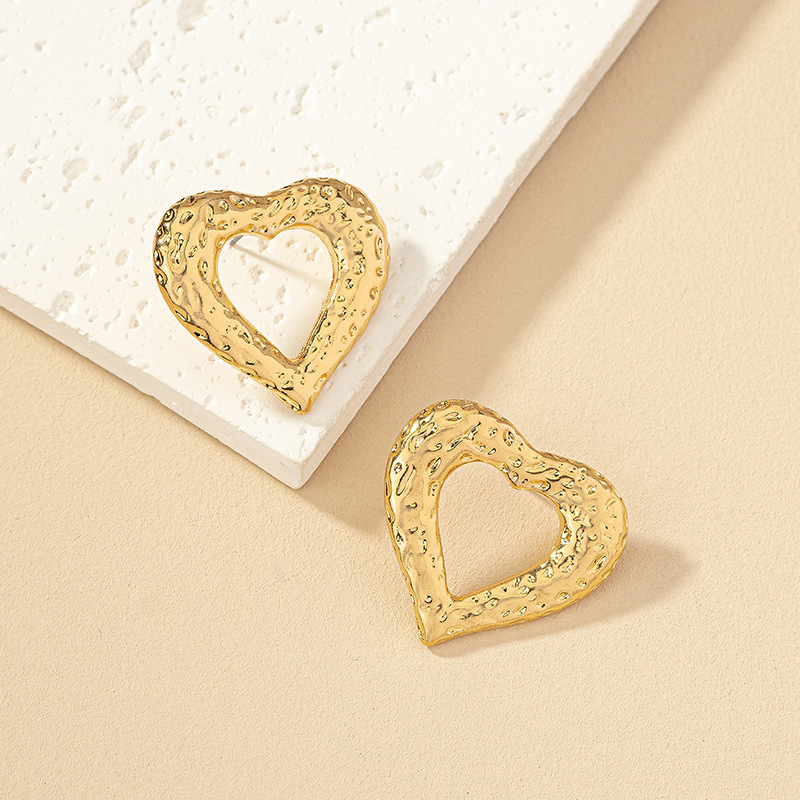 1 Pair Simple Style Heart Shape Plating Alloy Earrings display picture 3