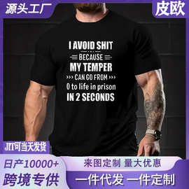 欧美圆领男夏季T恤男式上衣跨境网布短袖 3D数码打印时尚印花字母