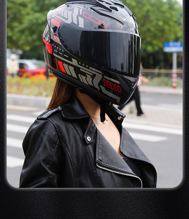 3C Certified Motorcycle Helmet for Men and Women, Universal Motorcycle Safety Helmet, Retro Personalized Electric Motorcycle Full-Face Helmet