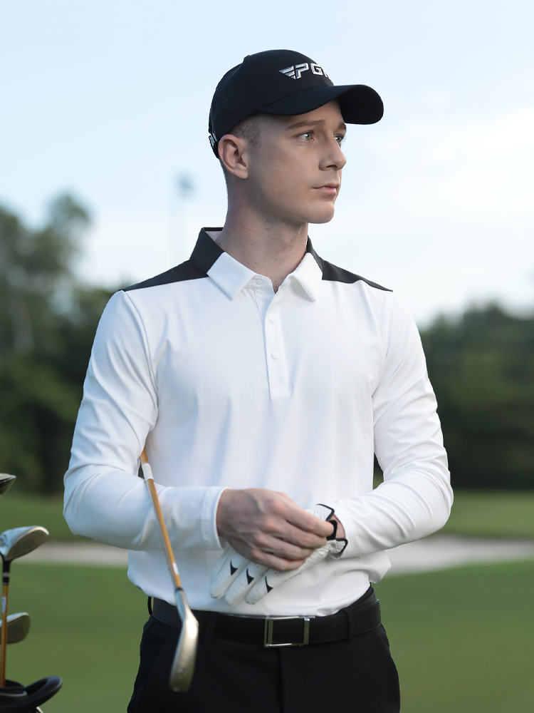 Áo thun golf nam dài tay cổ tròn, đồng phục đội chơi golf — YF661-Trắng nam [vân trơn], YF661-Nam màu xanh nước ngoài [trơn], YF661-Nam màu xanh nhạt [hoa văn trơn]