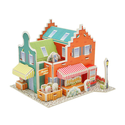 Children 3D Stereo Jigsaw Wholesale Boys and Girls Intelligence Toy Paper House Model DIY Handmade Stalls 