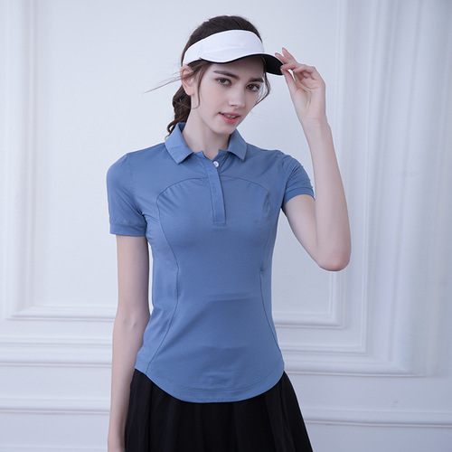 lulu same style sports short-sleeved T-shirt women's casual polyester quick-drying temperament fashion top fitness running yoga wear