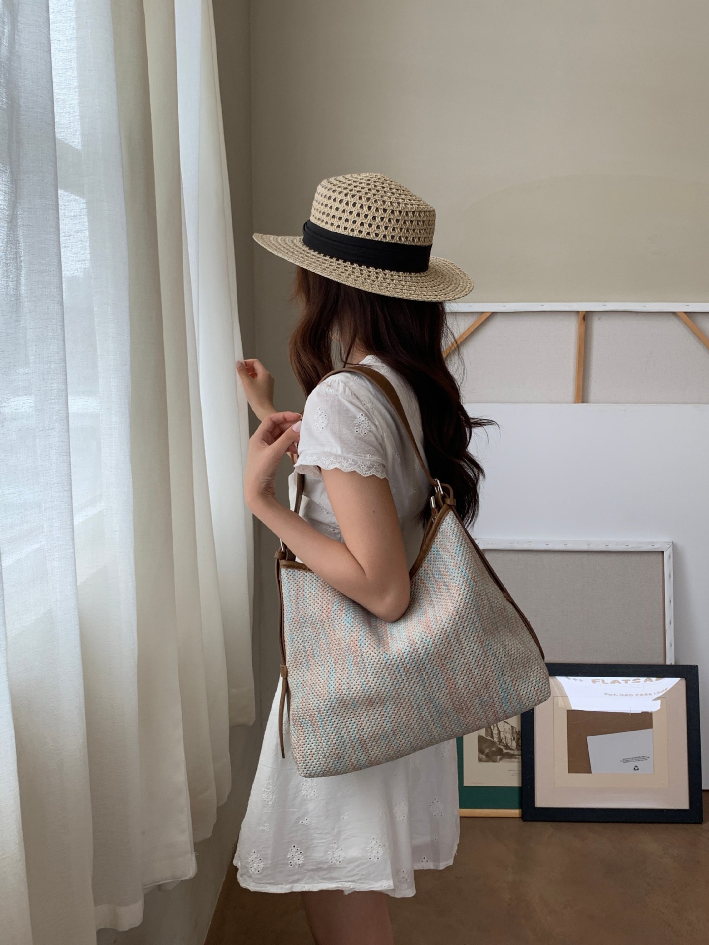 Woven Slouchy Large Zip Crossbody Bag 14