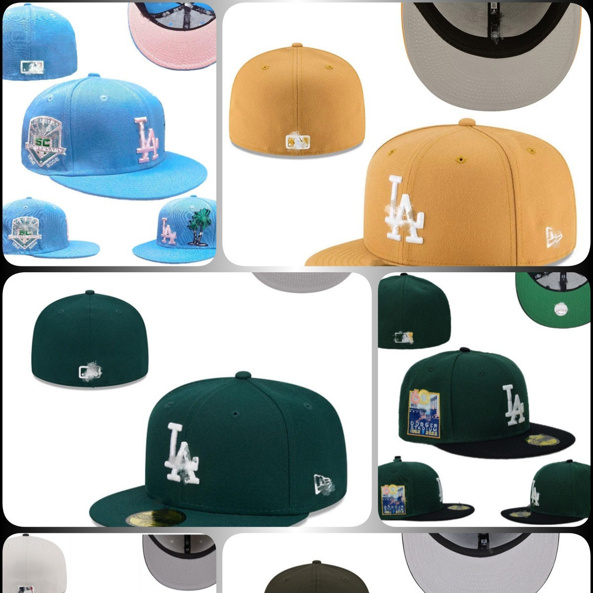 Nueva gorra de béisbol de LA con visera plana, gorra deportiva informal de estilo hip-hop cerrada, gorra de talla moderna de estilo coreano, gorra unisex bordada.