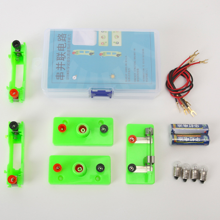 Tecnología de circuito simple pequeña serie de producción caja de experimento paralelo equipo de experimento de Ciencias de la escuela primaria circuito de soporte de lámpara pequeña