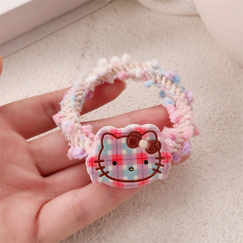 Dibujos animados japoneses linda lazo para el cabello de gato niña dulce cuerda de cabeza de gatito salvaje cabeza de bola banda de goma cuerda para el cabello accesorios para el cabello