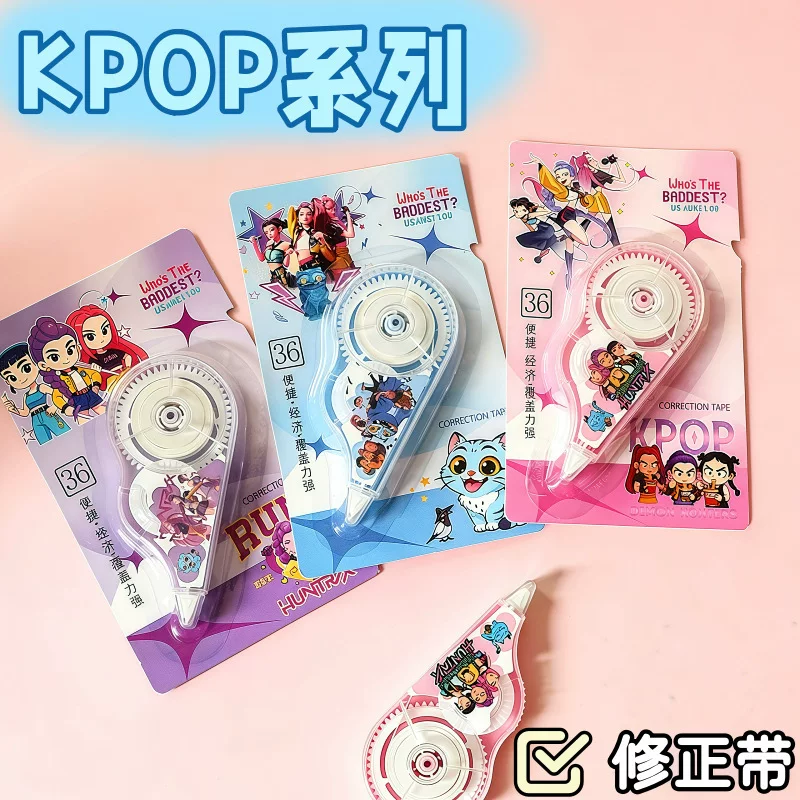 Корректирующая лента KPOP серия, милые школьные канцелярские, 36 м, пластиковый диспенсер (синий/фиолетовый/розовый)