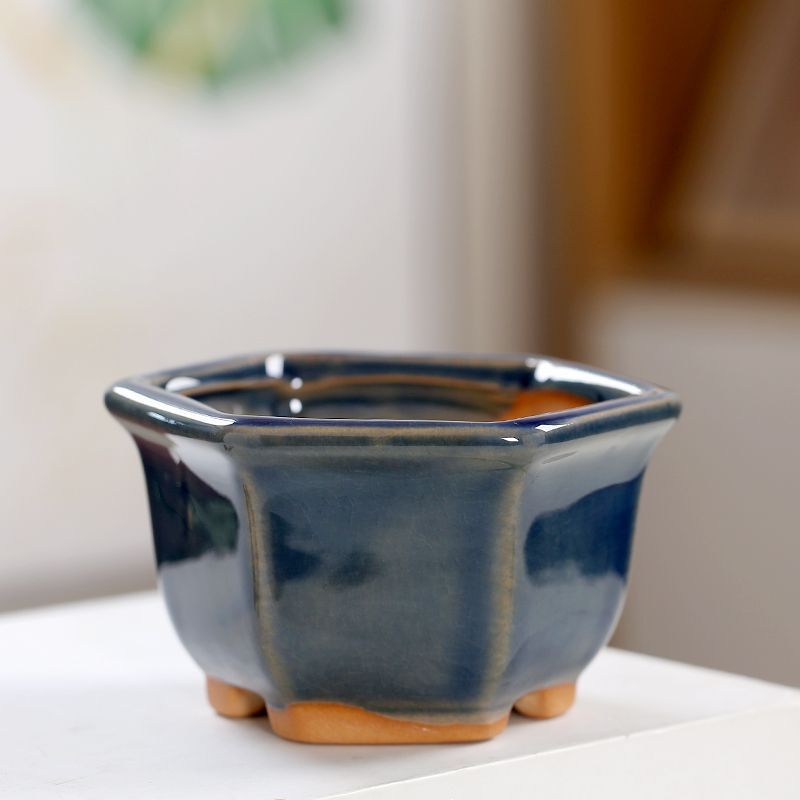 Succulent Flower Pot Ceramic Hexagonal Small Pot Coarse Pottery Home Desktop Decoration Exquisite Glaze Creative Unique Shape Kiln-Fired Succulent Flower Pot Ceramic Hexagonal Small Pot Coarse Pottery Home Desktop Decoration Exquisite Glaze Creative Unique Shape Kiln-Fired