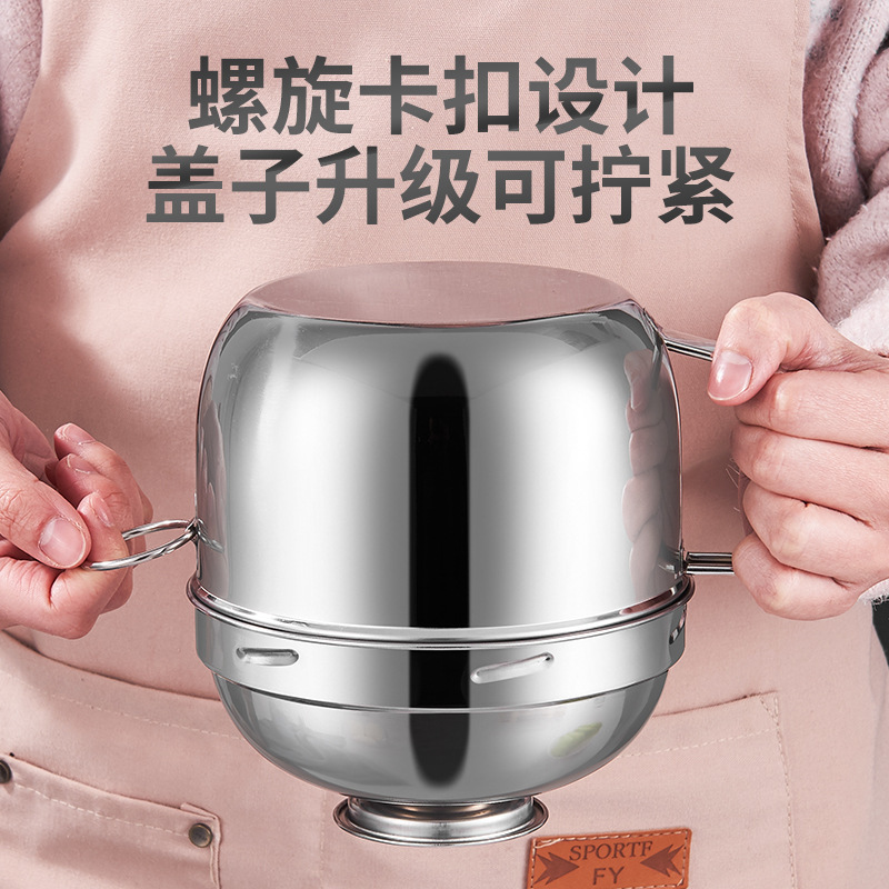 厚みのあるステンレス製のファーストフードカップ、丸型ライスジャー、学生用弁当箱、蓋付き中華風大型インスタントラーメン容器|undefined