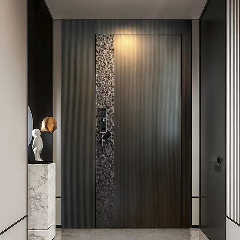 Entrance Door, Anti-Theft Door, Cream-Colored Double Door, Villa Main Door, Entry Door, White One-Door-One-Scene Cast Aluminum Door Factory