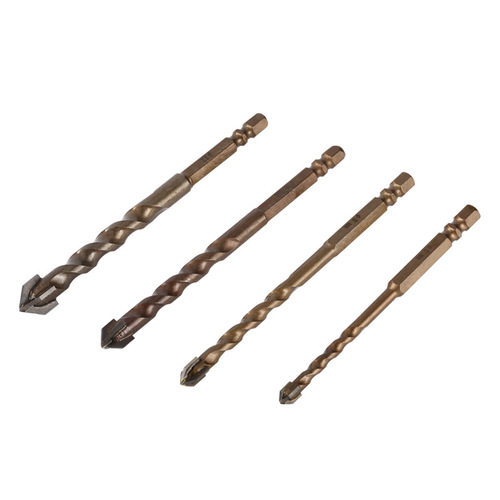Hexagonal handle cross-blade glass ceramic vitrified brick four-blade overlord drill bit concrete drilling impact electric hand drill bit