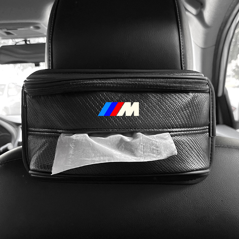 Car Multifunctional Tissue Box Sunshade Large Capacity Elastic Band Hanging Tissue Bag Large Capacity Upgraded Leather
