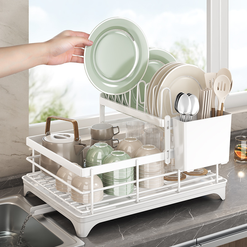 Estante para platos de drenaje de cocina Estante para platos, vajilla, vajilla, encimera para el hogar, estante para drenaje simple, estante para almacenamiento