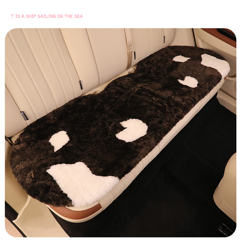 Winter Pure Wool Car Seat Cushion Small Cartoon Unisex Cute Cartoon Bear Warm Plush Seat Cushion