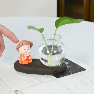绿萝水培花盆器皿花瓶透明玻璃插花花器客厅办公桌装饰品家居摆件