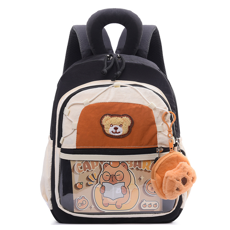 Mochila infantil Capibara, caricatura encantadora mochila preescolar para niñas, mochila para niños de clase media y grande.