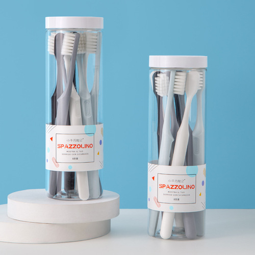 The Adventures of Mavericks Adult Toothbrush Household Bucket 8-Pack Family Set Square Hole Soft-bristled Toothbrush Wholesale