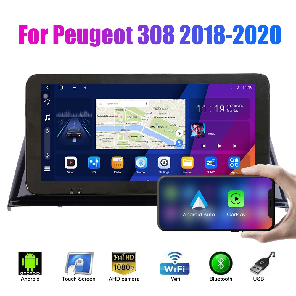 Подходит для Peugeot 308 (2020) — Android навигационная приборная панель, GPS, направленное отображение изображения для автомобиля