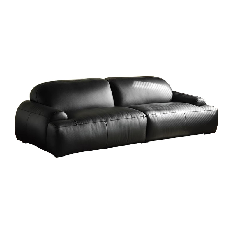 Sofá de cuero vintage italiano minimalista sofá de sala de estar de cuero diseñador de estilo medieval negro sofá recto