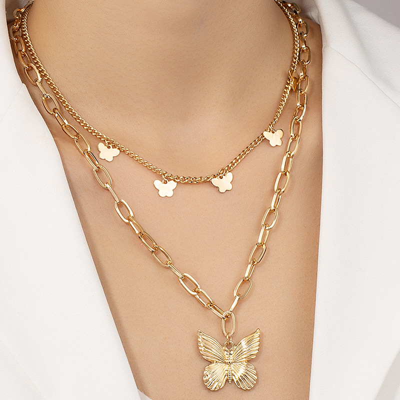 Fashion Butterfly Alloy Plating Layered Necklaces display picture 1