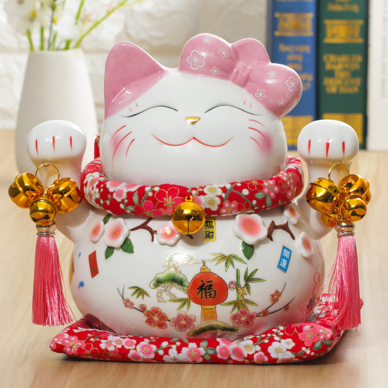 招财猫大号摆件桃花猫存钱罐店铺开业摆件创意礼品恋爱招幸福家居