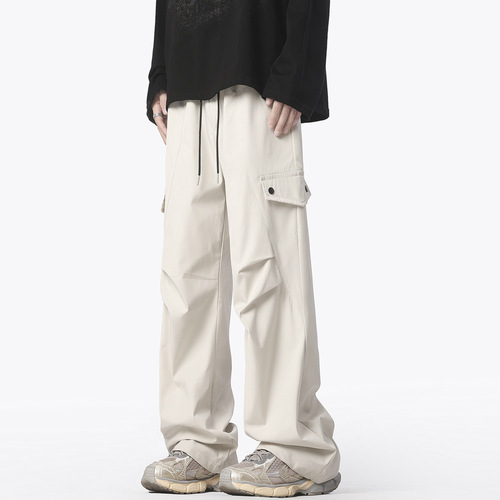 Men's spring pants 2025 new autumn and winter functional paratroopers overalls loose straight casual pants