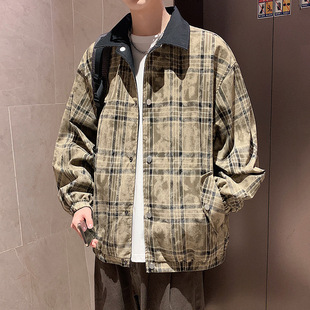Vintage Double-sided Plaid Jacket for Men and Women Early Spring Wear High-end Sense Jacket Lapel Baseball Suit American Top