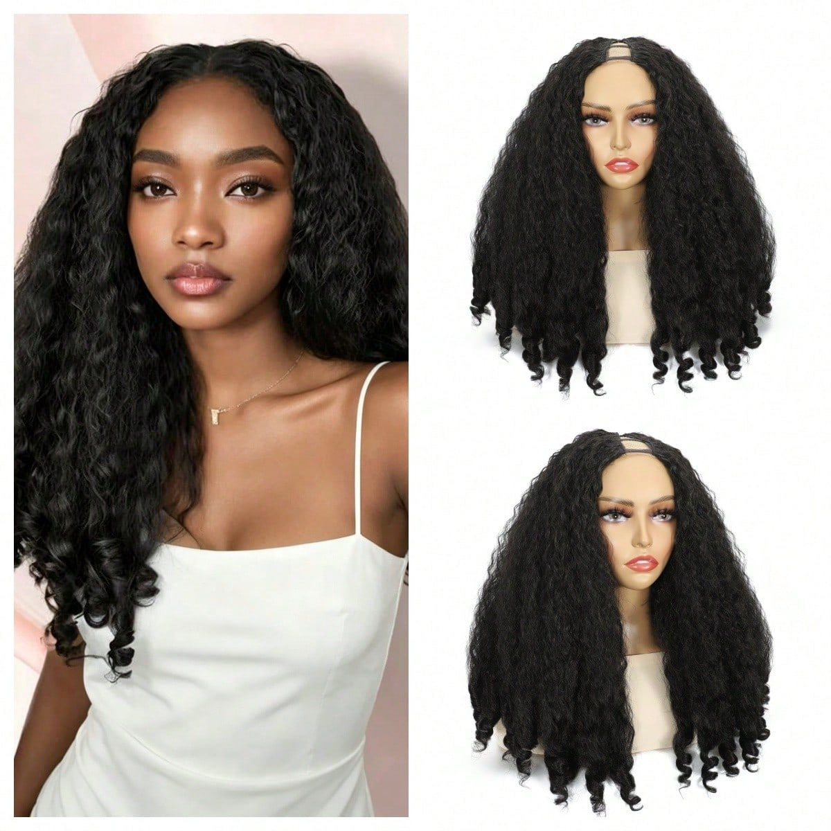 Cross-Border Small Roll African Curls Synthetic Uyaki Spiral Curls Burmese Curly Hair Clip-In Half Wig Direct from Manufacturer