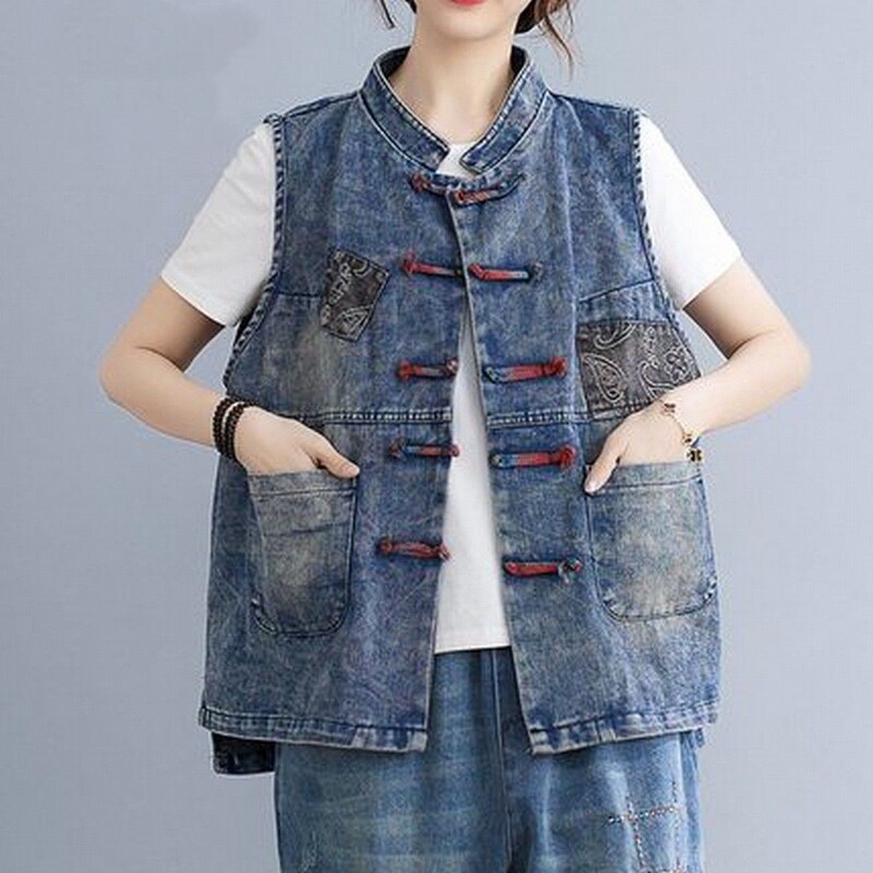 High-End Retro Denim Vest for Women 2025 Spring and Autumn New Style Large Size Loose Stylish Versatile Vest for Plus-Size Women