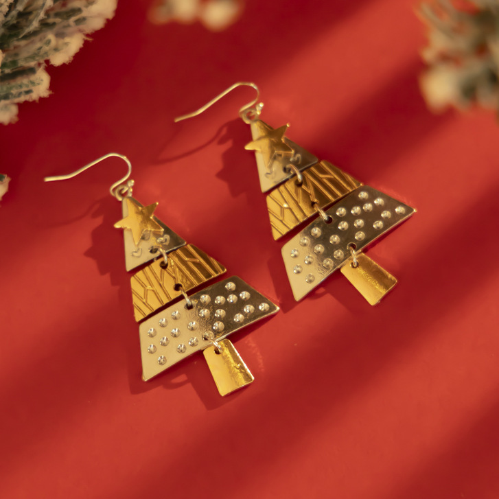 Weihnachtsbaum Anhänger Halskette Set Schmuck Geschenk Damen_voghion.com