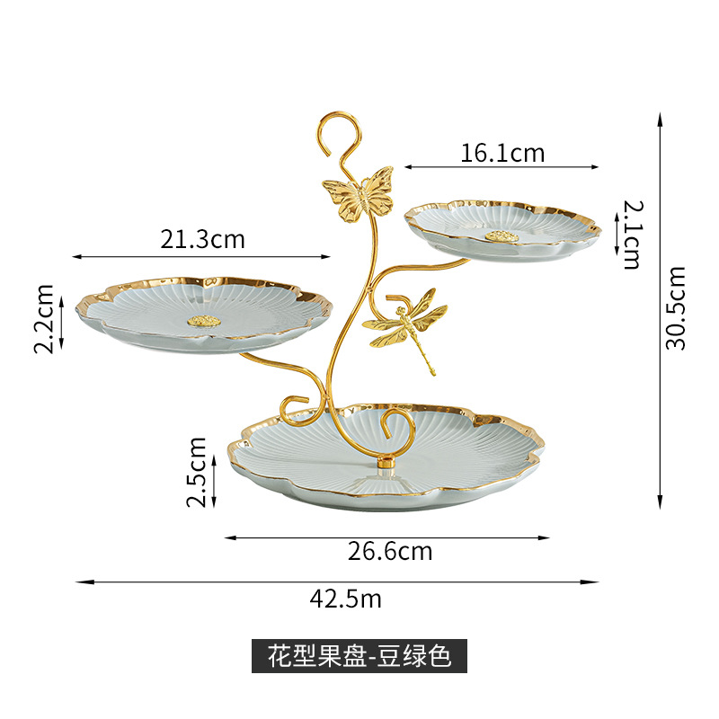 Plato de fruta de lujo ligero sala de estar mesa de café en casa pantalla de aperitivos plato de dulces de múltiples capas estante de aperitivos mesa de postre pantalla de la torta