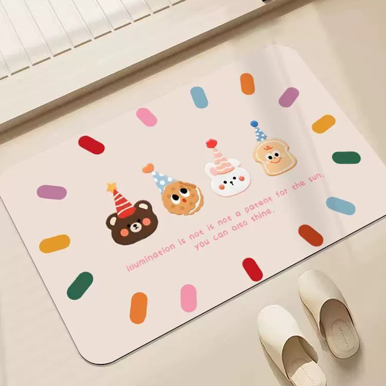 Мультфильм милая вечеринка Десерт диатомовая грязь коврик в ванной комнате быстро впитывает воду и сушит нескользящие коврики для ног оптом