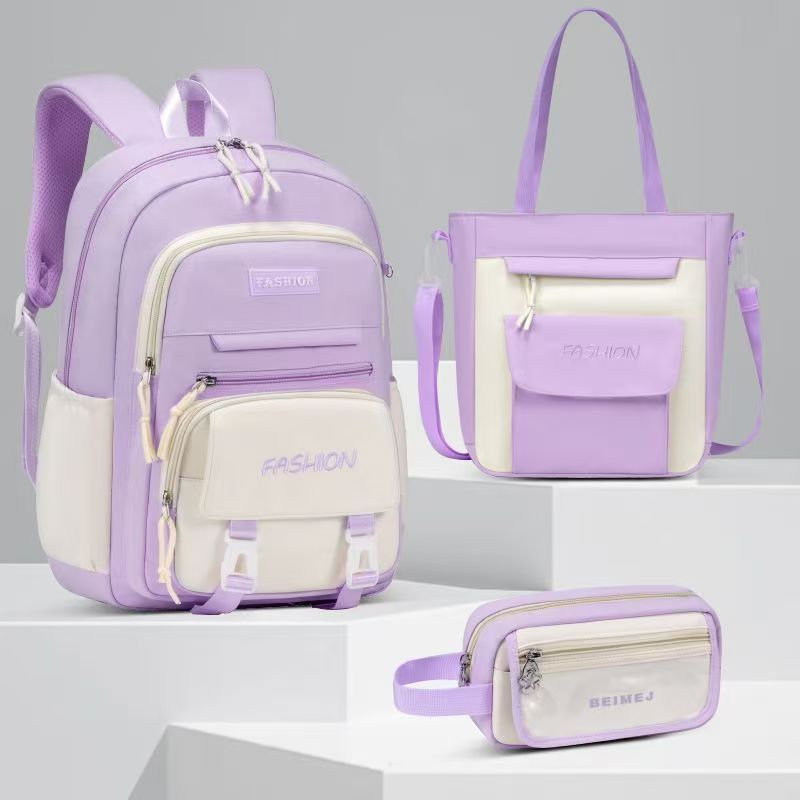 Estudiantes de secundaria primaria de alto valor de cara 2024 bolsas escolares explosivas de gran capacidad para mujeres mochila de hombro ultra ligera estilo japonés simple
