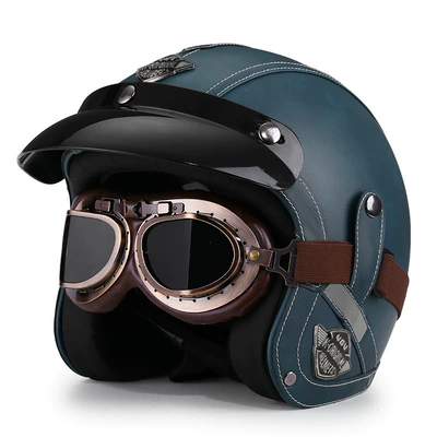 3/4 Helmet, Electric Vehicle Safety, Motosiklet dəbilqələri - m-navy-blue-bronze-mirror-free-hat-brim-face-towel