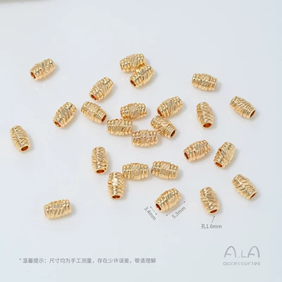 Threaded Tube Beads Lantern Spacer | Zərgərlik ara hissələri - c52-3-14k-threaded-spacer-beads-10-pieces