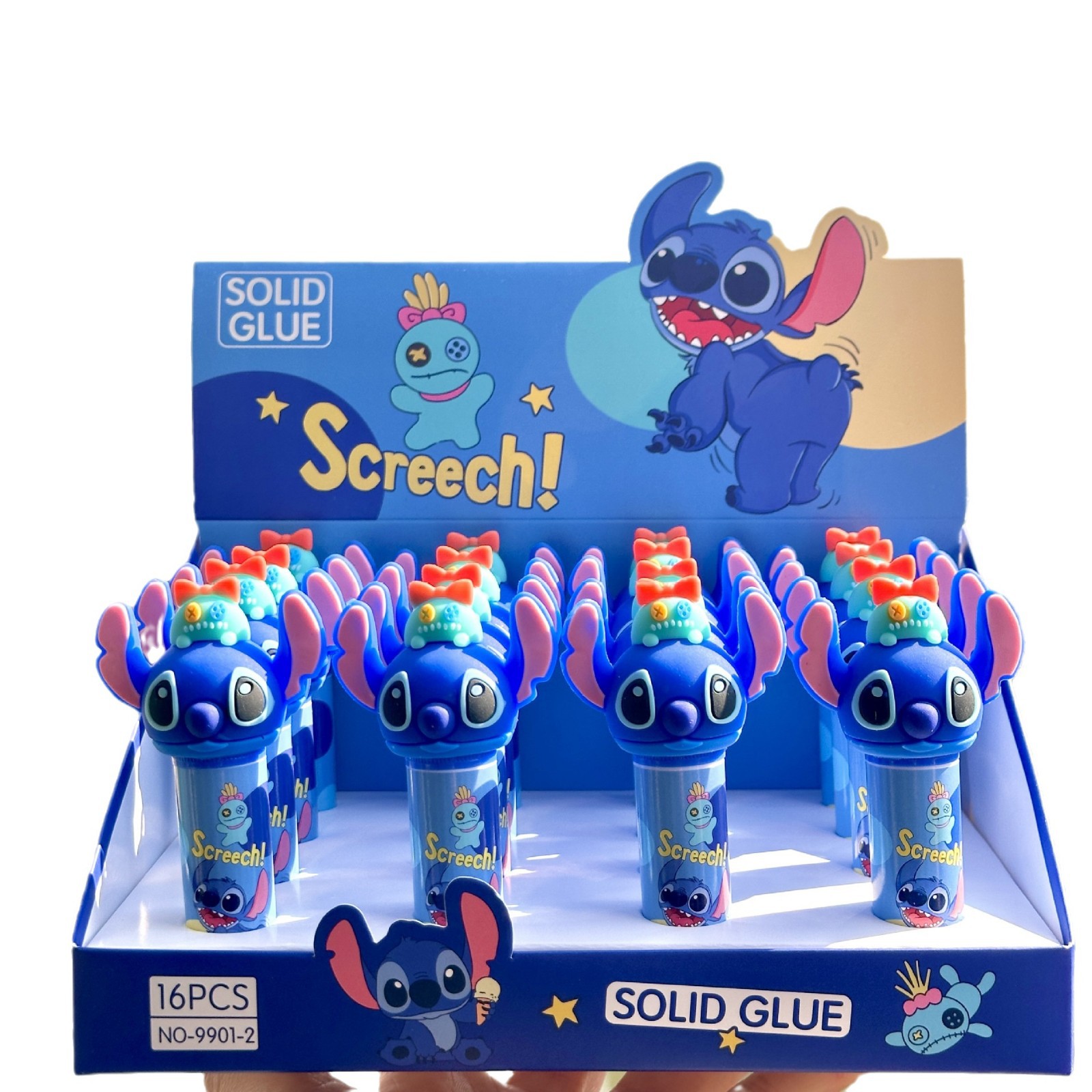 Cartoon Blue Blue pegamento sólido alumno portátil silicona pegamento sólido DIY hecha a mano varilla adhesiva de alta viscosidad