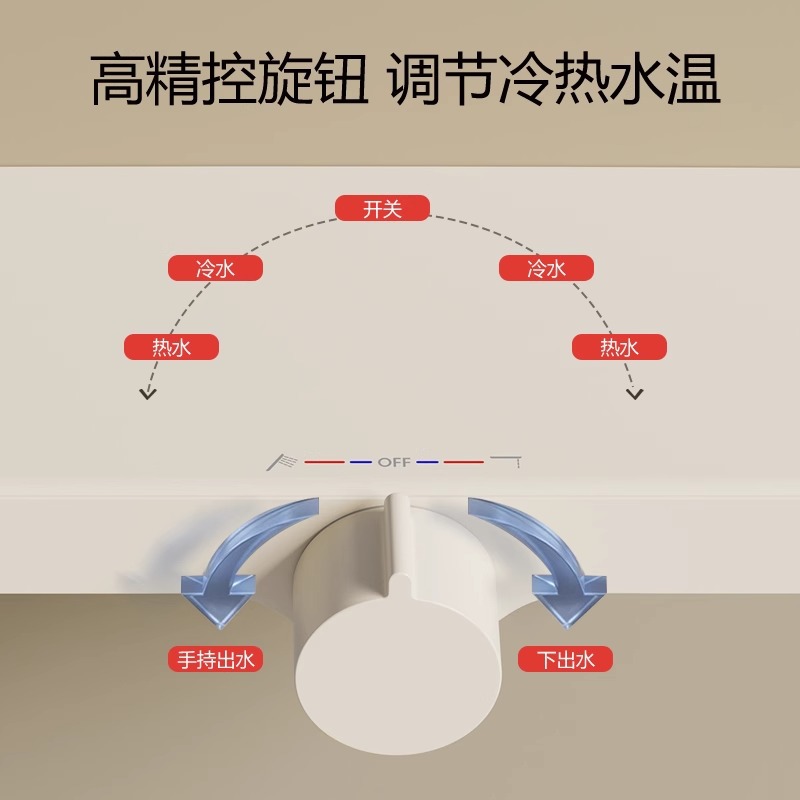 Juego de ducha para el hogar de estilo crema fría y caliente simple dividido uno por uno, simple y pequeño