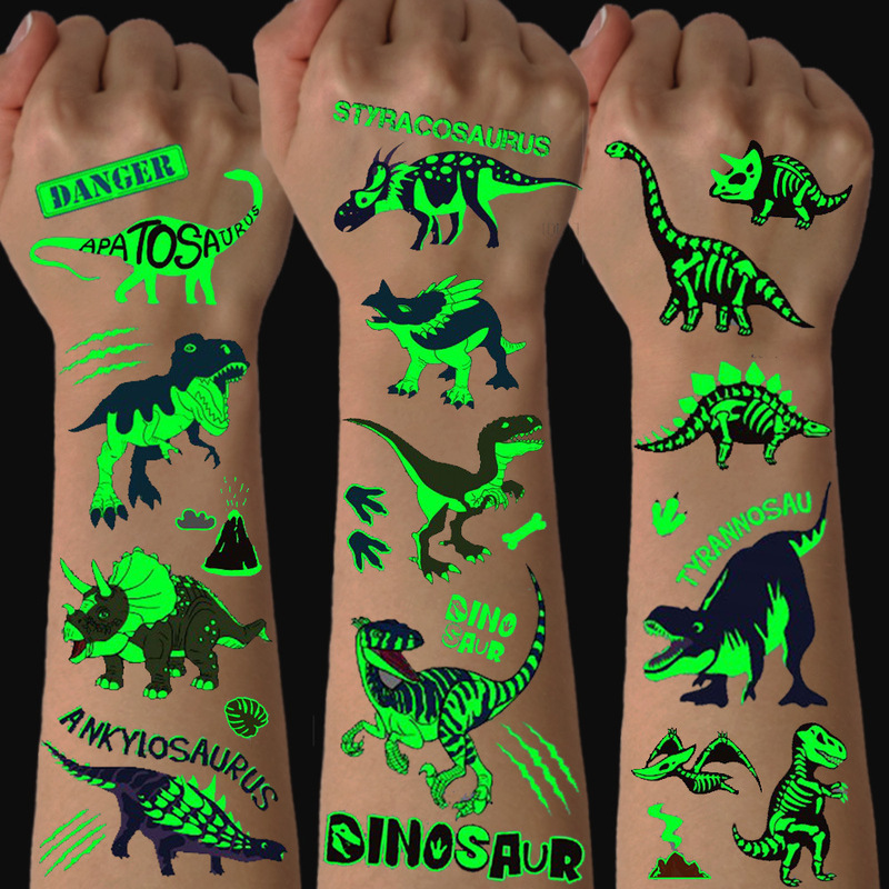 Ready Stock Wholesale Luminous Dinosaur Tattoo Stickers Environmentally Friendly Children's Cartoon Cute Luminous Tattoo Stickers Cross-Border Hot Supply Ready Stock Wholesale Luminous Dinosaur Tattoo Stickers Environmentally Friendly Children's Cartoon Cute Luminous Tattoo Stickers Cross-Border Hot Supply