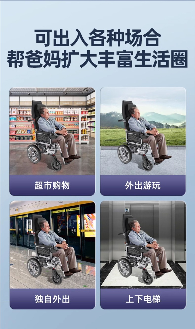 National Subsidy Beiweng Electric Wheelchair Intelligent Fully Automatic Folding Portable Scooter for the Elderly and Other Disabilities