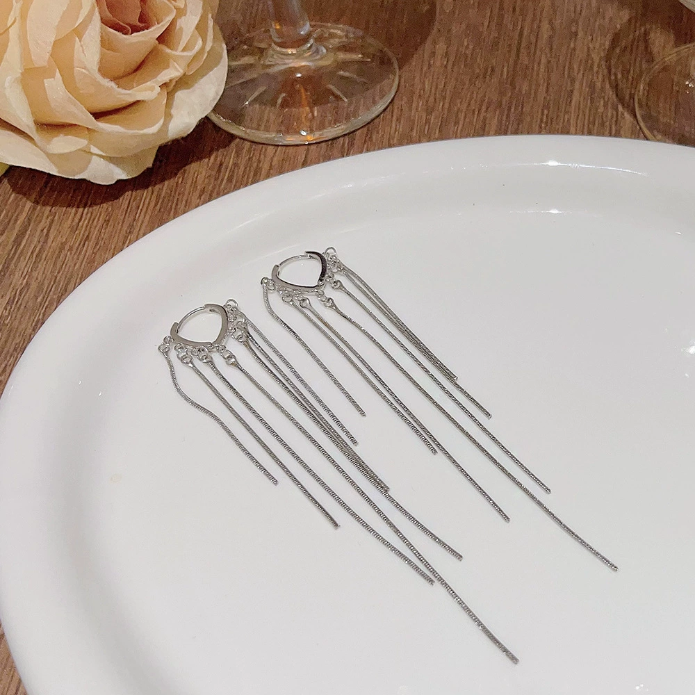Серьги из серебра 925 пробы, Tassel из циркония, длинная легкая подвеска