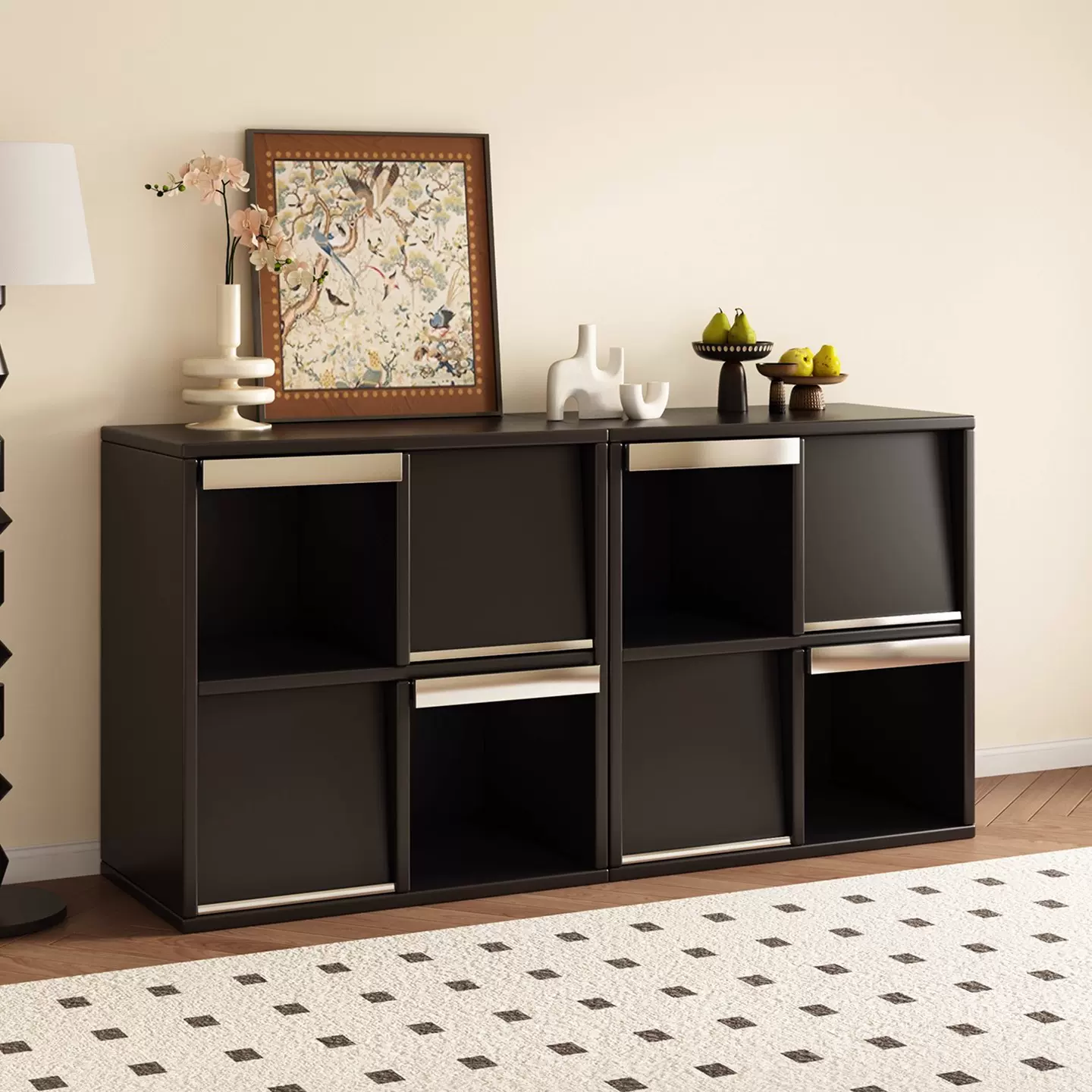 复古书柜落地斗柜储物柜一体靠墙组合柜上翻门收纳柜子家用置物柜