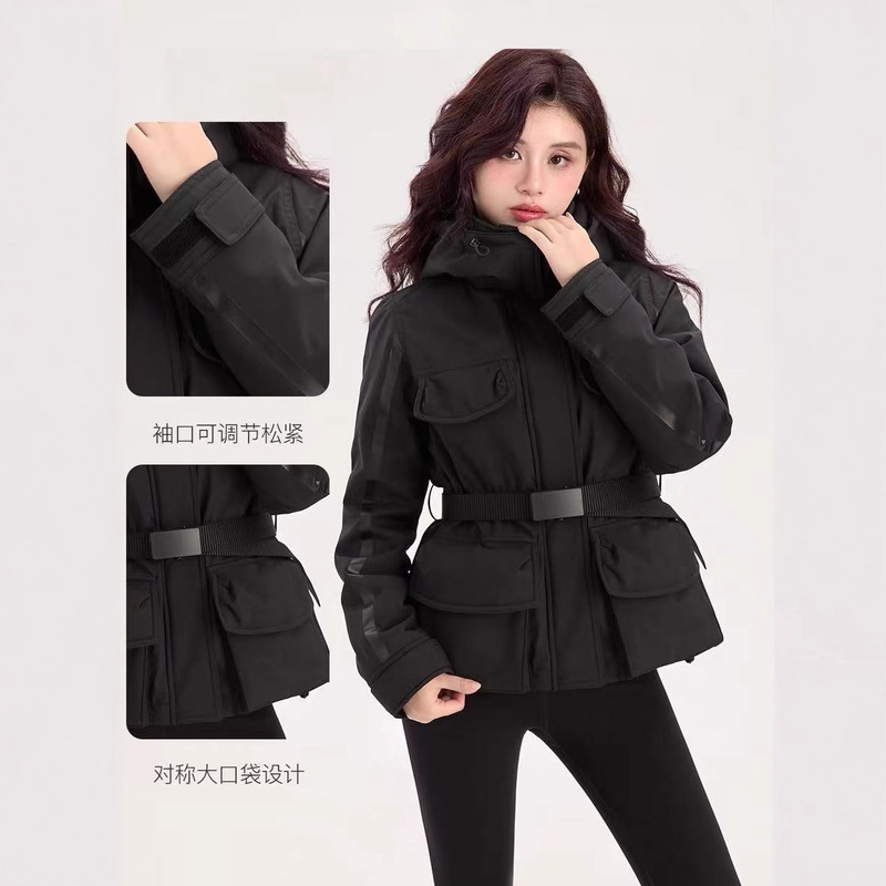 杨幂同款户外冲锋衣羽绒服女短款2025冬季新款收腰超显瘦工装外套|undefined