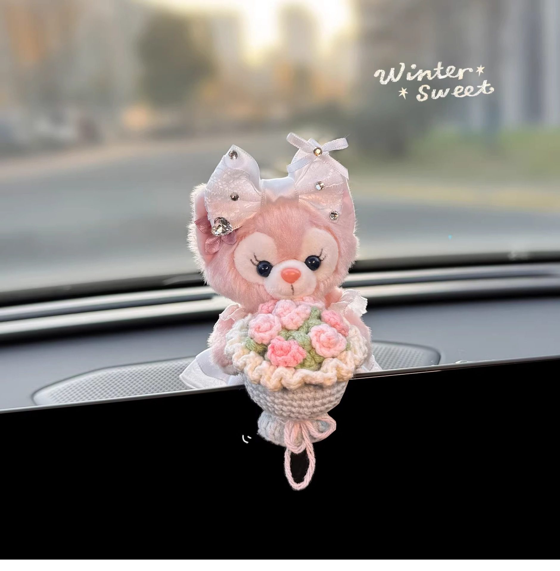 Lina Belle Figurine Car Dashboard Screen Lying Doll Display Screen Decoration Car Interior Decoration Cute Female Doll
