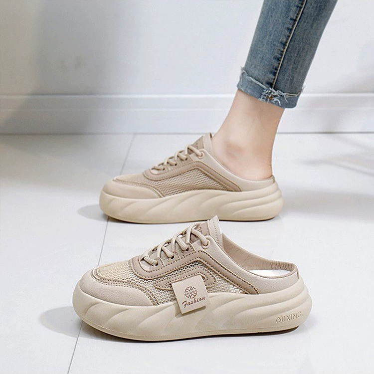 Баотоу наполовину тапочки женская внешняя одежда 2024 летом новая сетка дышащая повседневная