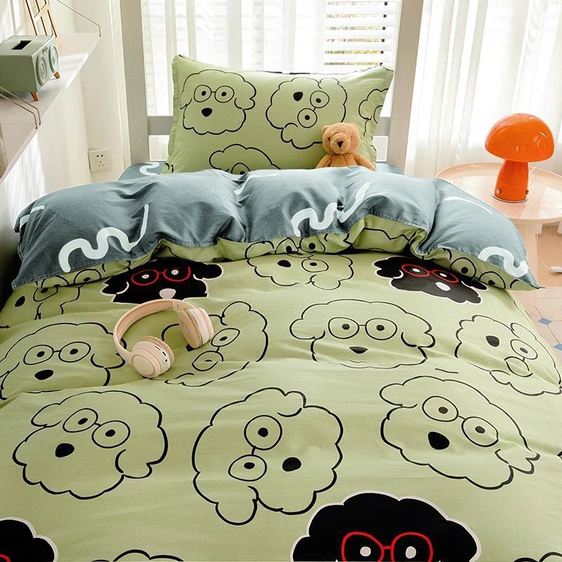 100 cama de dormitorio de estudiantes de algodón juego de ropa de cama de tres piezas funda de edredón 90x190 cama individual