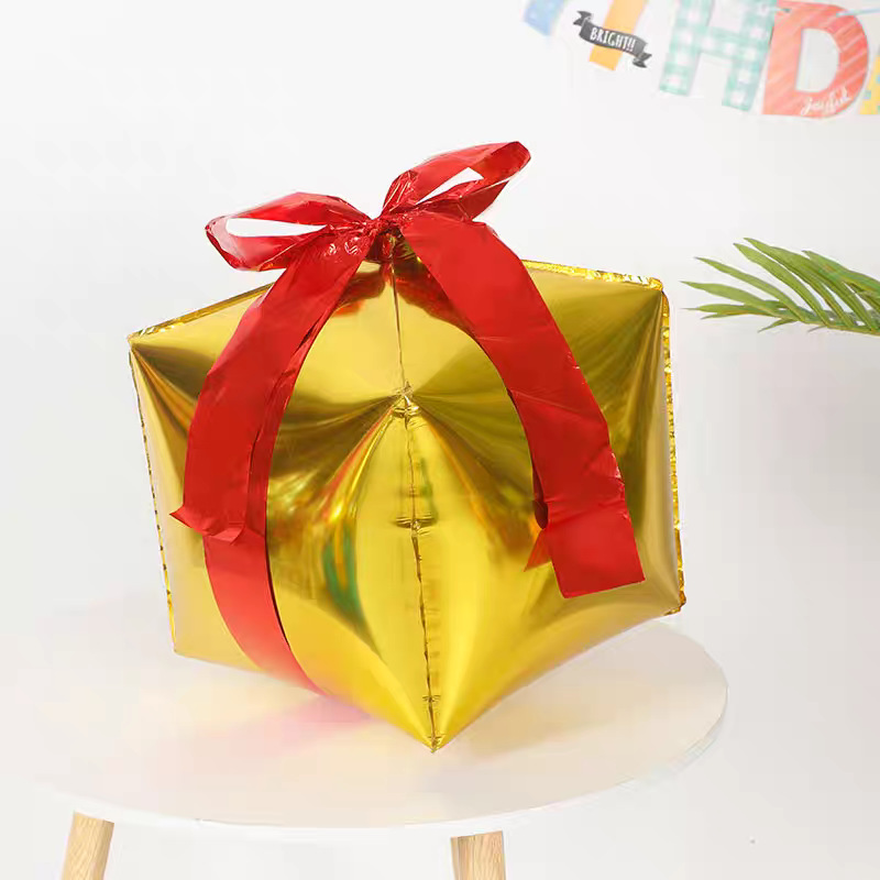 22 pulgadas 4D bola cuadrada caja de regalos de globo de película de aluminio decoración de Navidad decoración de globo comercio exterior transfronterizo