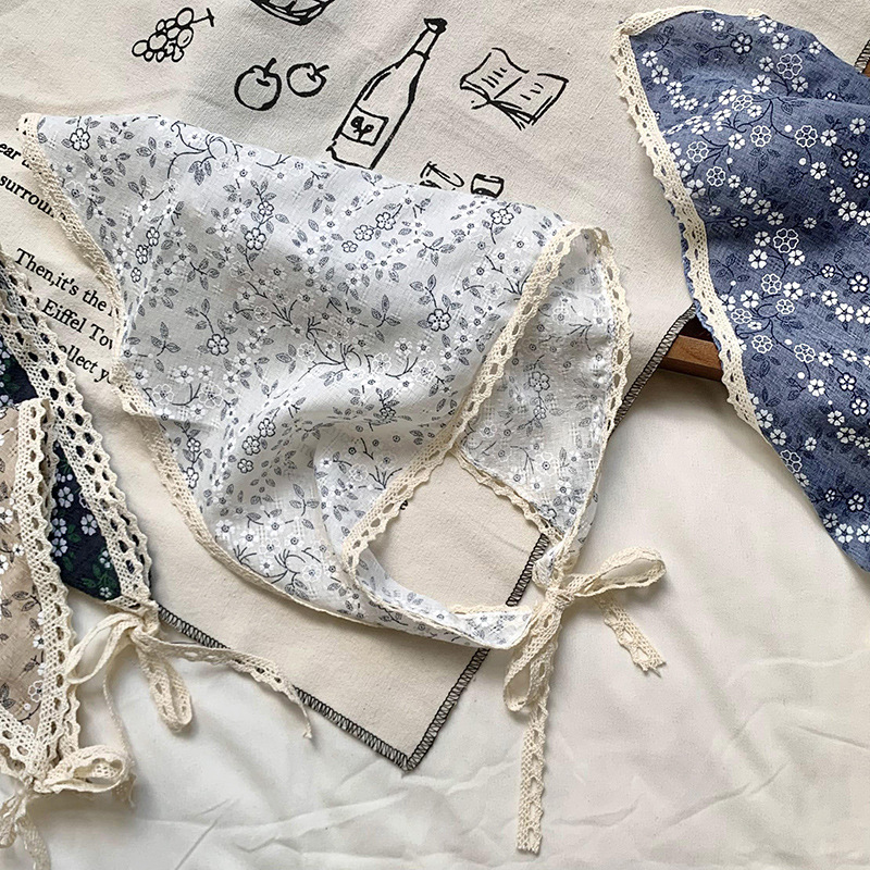 Turbante ins Advanced Sense Triángulo 2025 Nuevo estilo Algodón y lino de todo fósforo Decoración de encaje Bufanda Bufanda Diadema Diadema